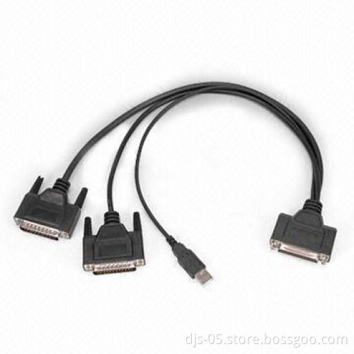 DB25F to DB25 x 2 + USBA M, Available in Various Colors and High Performance